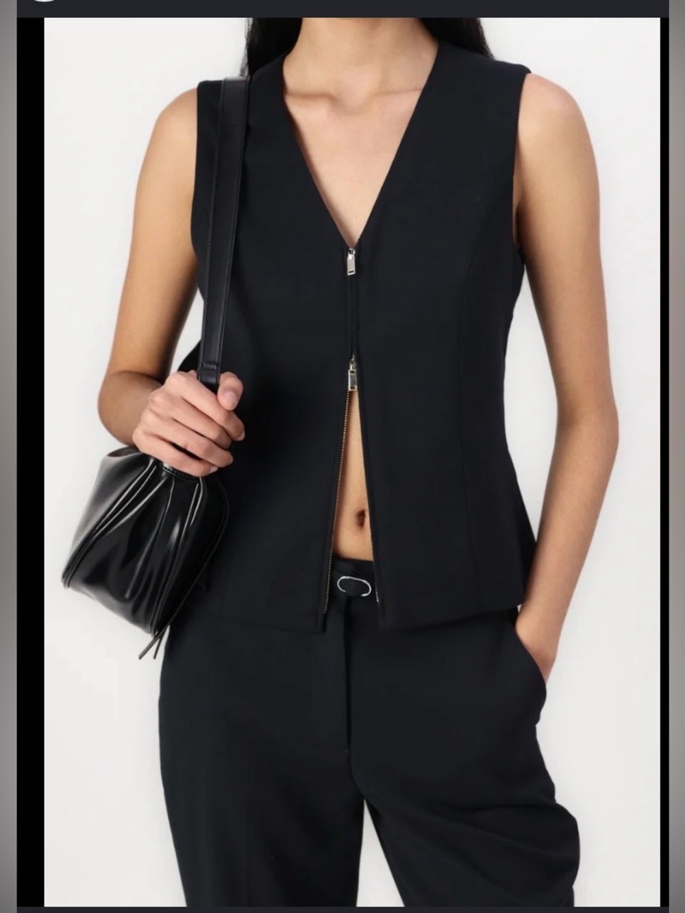 Abercrombie & Fitch Black Sleeveless Zip-Front Vest